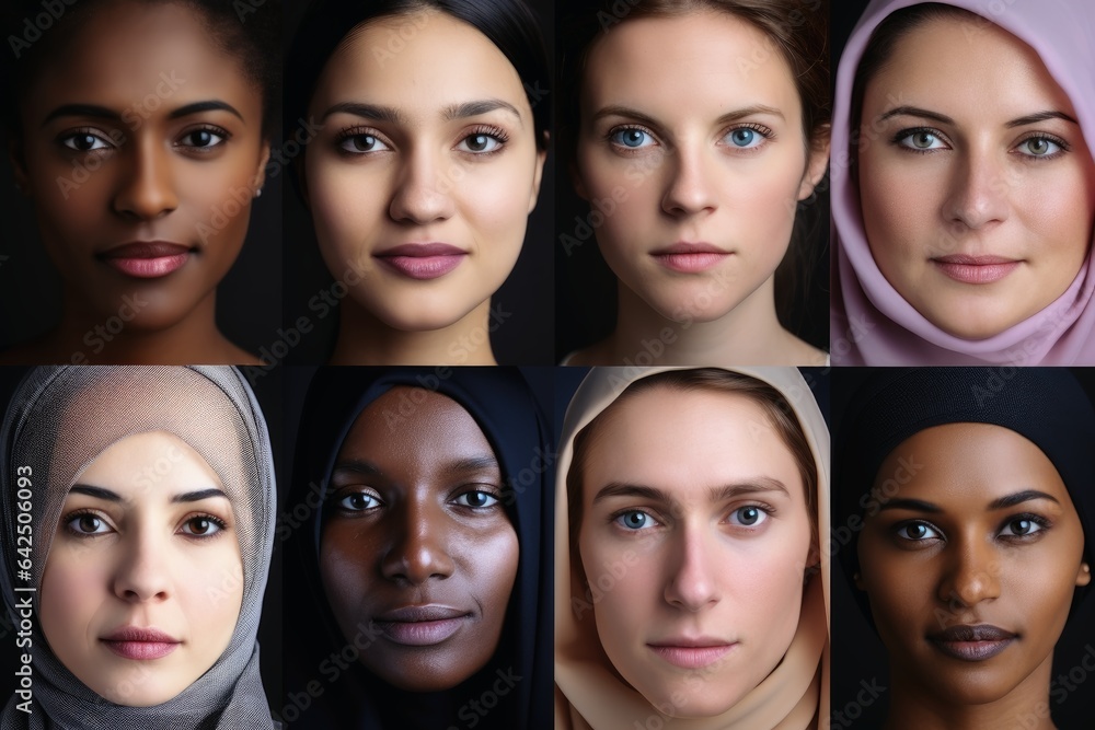 A collage of portraits of ethnically different people.