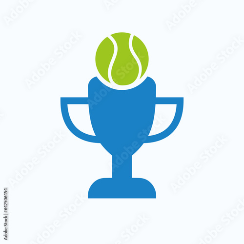 Tennis Championship Trophy Logo Design Concept With Tennis Ball And Trophy Icon