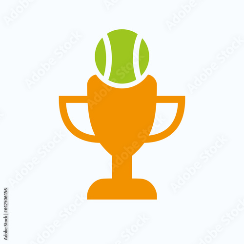 Tennis Championship Trophy Logo Design Concept With Tennis Ball And Trophy Icon