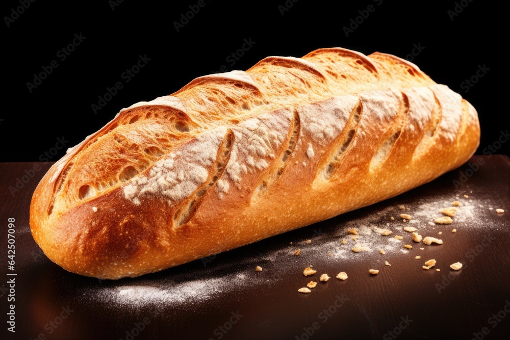 A roll of bread on brown background 
