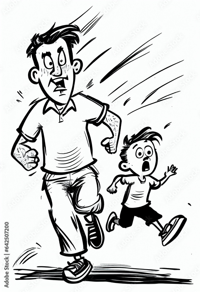 Father and son running around. AI Generated Father and son running around. AI Generated