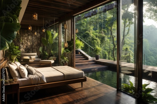 A room in a luxury hotel in the jungle overlooking the pool  © Natalia