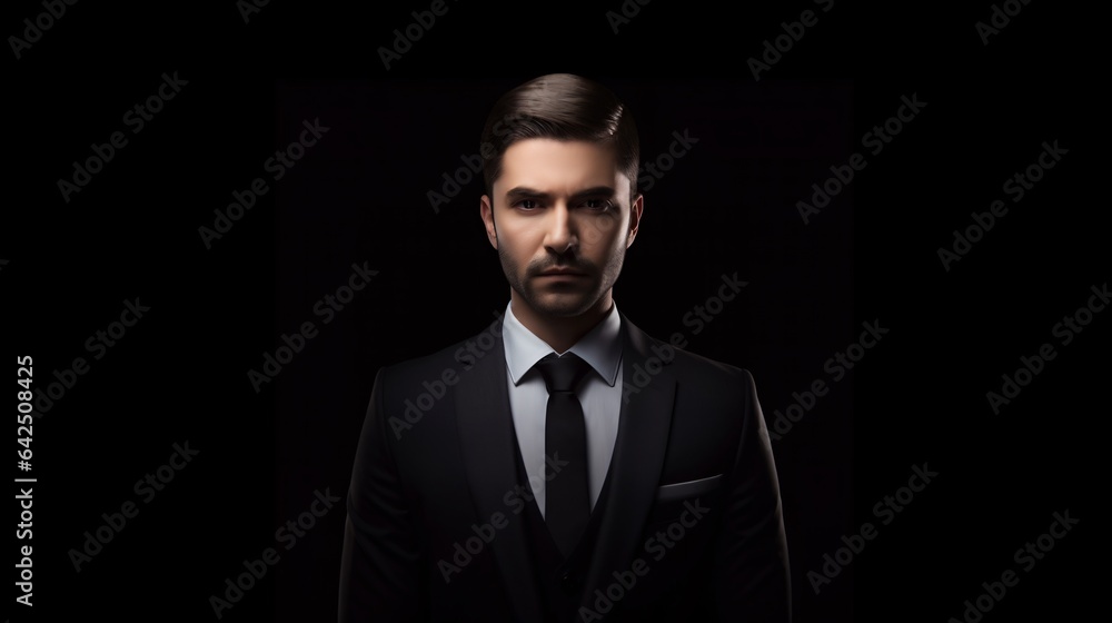 Close-Up of Businessman Over Dark Gray Background, generative AI