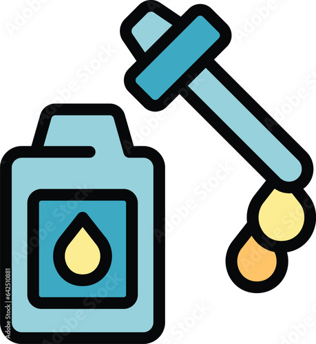 Eye dropper icon outline vector. Check care. Test contact color flat