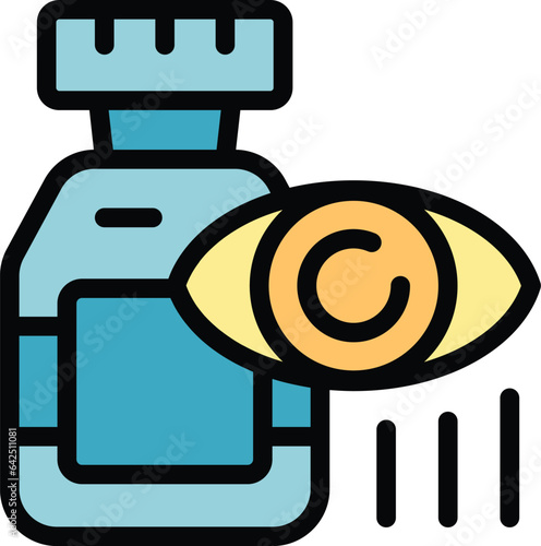 Eye care dropper icon outline vector. Drop health. Check contact color flat