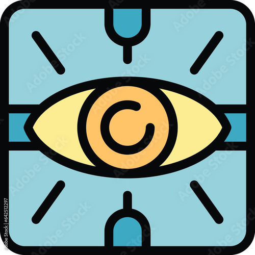 Eye vision icon outline vector. Eyesight glasses. Test patient color flat