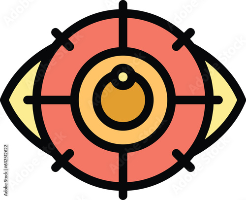 Laser vision correction icon outline vector. Eye glasses. Care check color flat