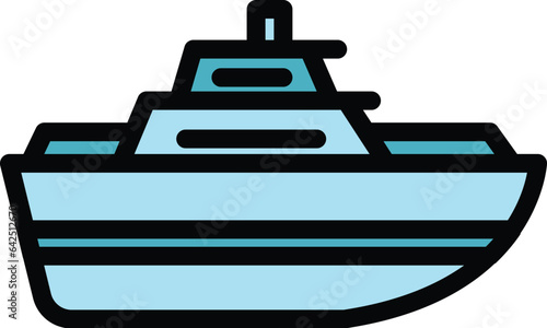 Ship freight traffic icon outline vector. Van service. Truck cargo color flat