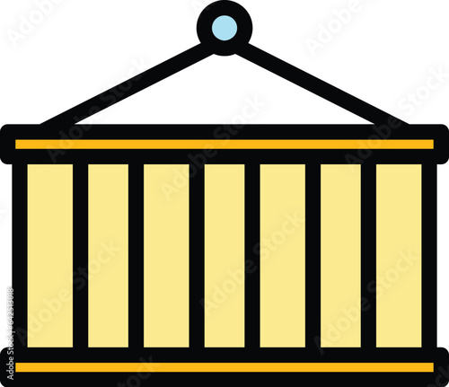 Cargo container icon outline vector. Traffic transport. Truck trailer color flat