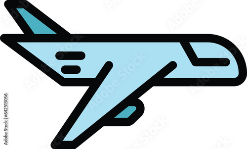 Air delivery icon outline vector. Trailer van. Import cargo color flat