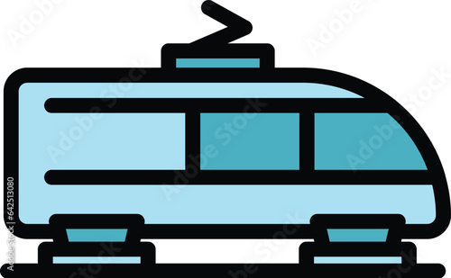 Train cargo icon outline vector. Container car. Traffic service color flat