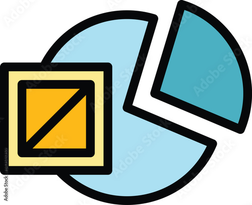 Pie chart icon outline vector. Traffic freight. Transport cargo color flat
