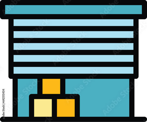 Warehouse icon outline vector. Transport cargo. Delivery van color flat