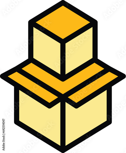 Carton box icon outline vector. Traffic van. Auto motion color flat