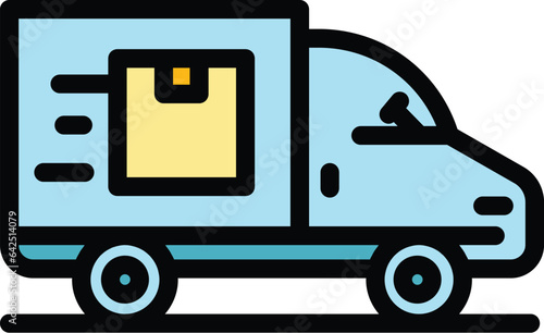 Truck delivery icon outline vector. Export port. Container ship color flat