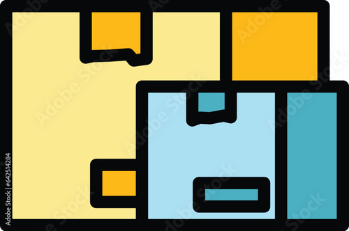 Lorry parcel icon outline vector. Delivery trailer. Traffic freight color flat
