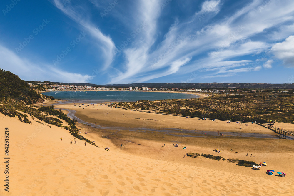Beautifull natural sea bay of Sao Martinho do Porto, iconic beach in Portugal