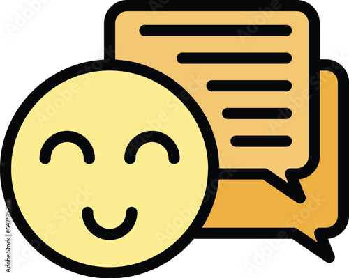 Emoji chat icon outline vector. Social care. Help patient color flat