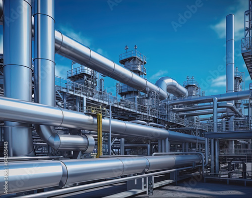 A chemical factory with chemical pipelines