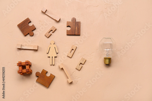 Wooden female figure with t...