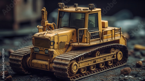 Heavy Equipment Maintenance engineering Construction vehicle work tractor excavato yellow Bulldozer quarry machine work tractor excavato machinery isometric. photo