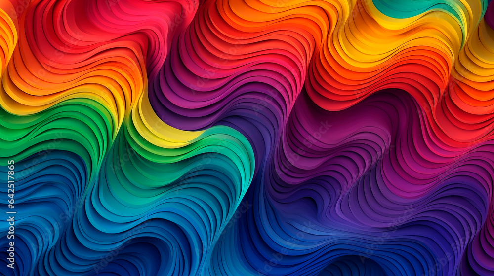 3d rendering of abstract wavy background. Multicolored background with dynamic effect