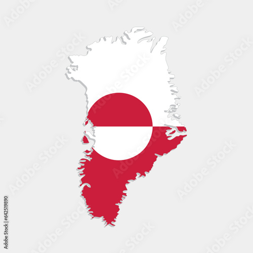 greenland map with flag on gray background