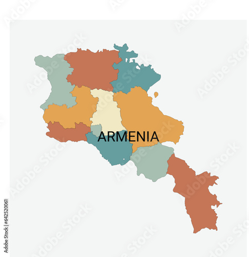 Armenia vector map with administrative divisions