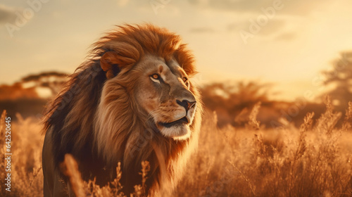 Lion in the Sun made with Generative AI Technology 
