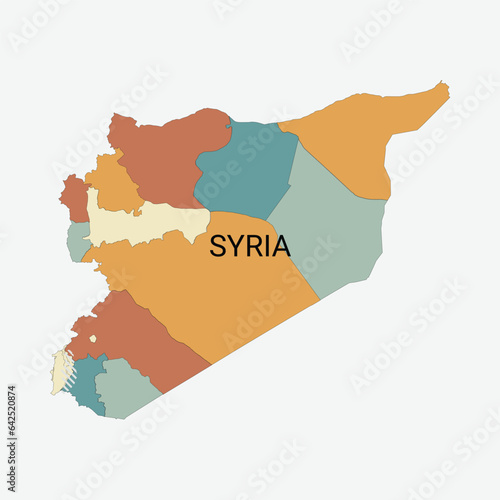 Syria vector map with administrative divisions