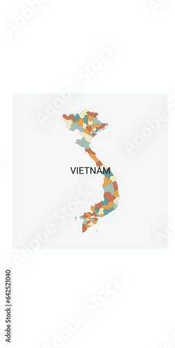 Vietnam vector map with administrative divisions