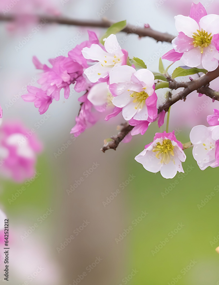 Cherry blossoms on the tree branches Ai Generated
