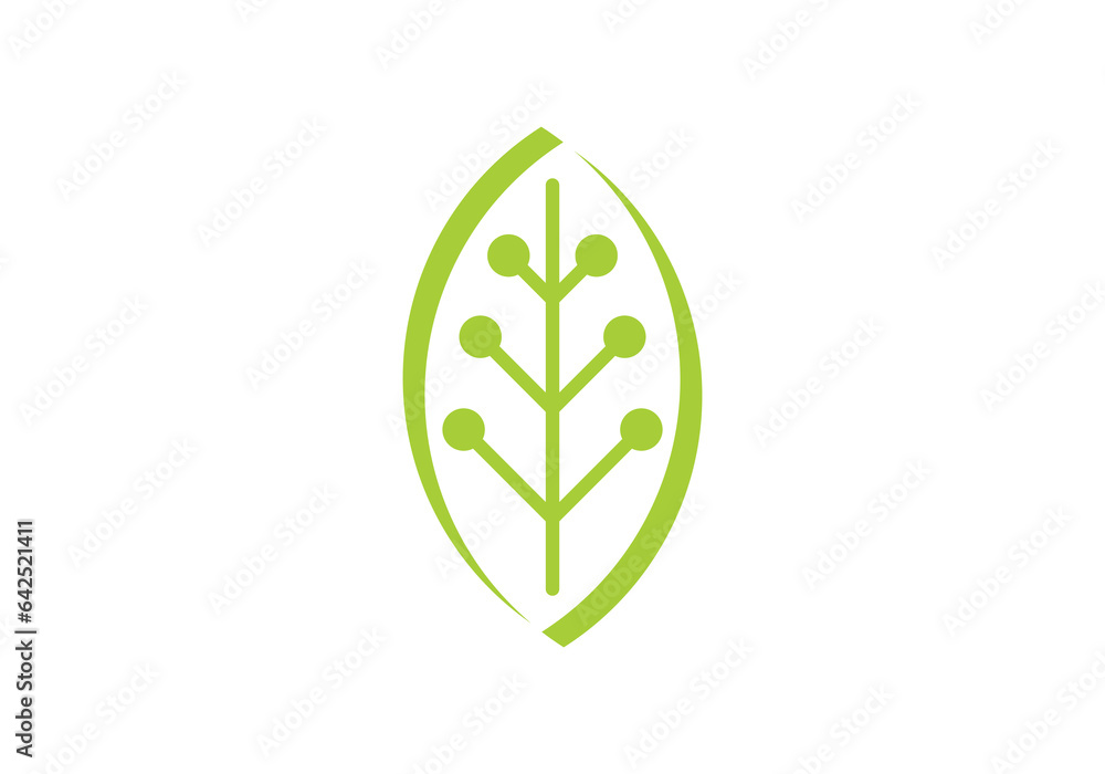 leaf technology logo design. simple line icon vector illustration. leaf technology logo design. simple line icon vector illustration.