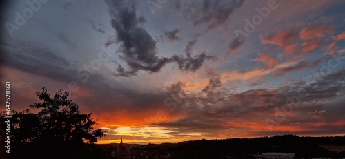 sunset in Germany with a frog in the sky