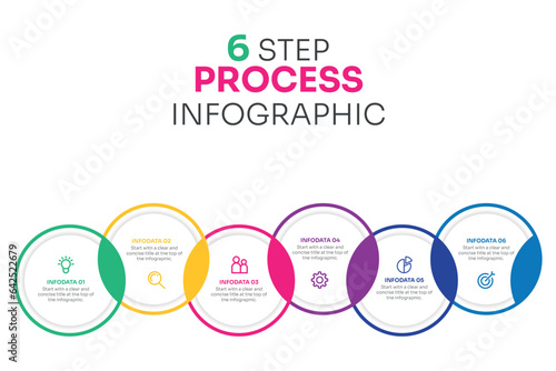 Vector infographic thin line circuler design label with icons Template.Inforgraphic Template. Business concept with 6 steps. 4K EPS 10