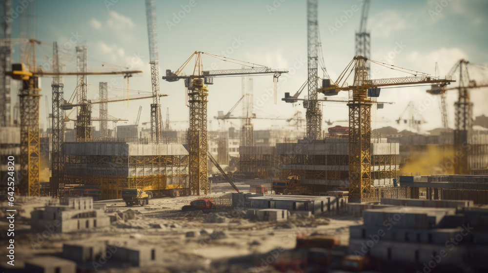 Lots of Tower Cranes on Construction Site illustration. Lots of Tower Cranes on Construction Site illustration.