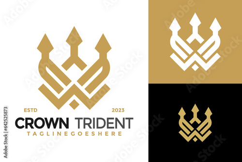 Letter W Crown Trident logo design vector symbol icon illustration
