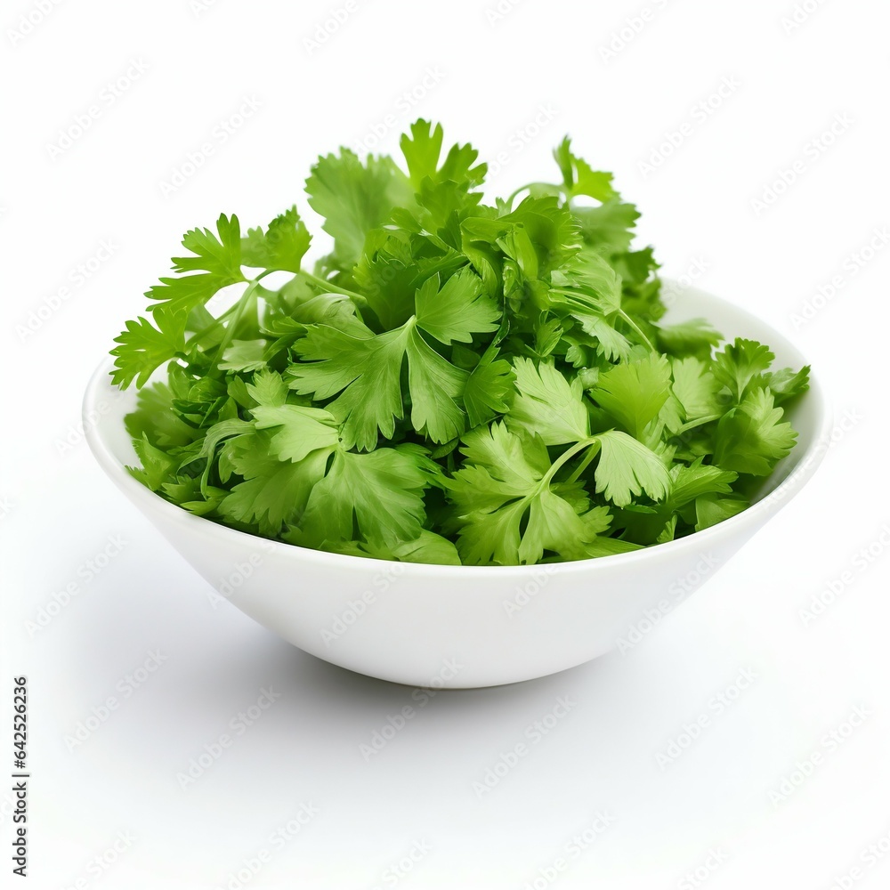 Fresh Coriander Isolated on White. Generative ai Fresh Coriander Isolated on White. Generative ai