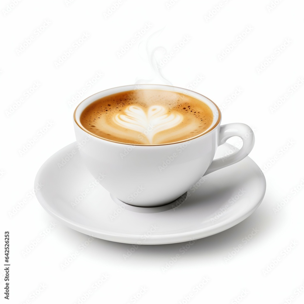 Cup of Hot Espresso Coffee Isolated on White. Generative ai Cup of Hot Espresso Coffee Isolated on White. Generative ai