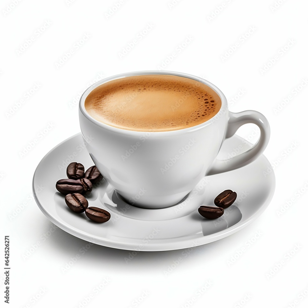 Cup of Hot Espresso Coffee Isolated on White. Generative ai Cup of Hot Espresso Coffee Isolated on White. Generative ai