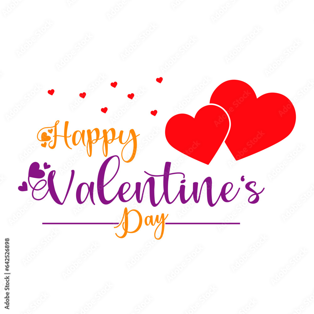 Happy Valentine's day lettering with hearts love vector.
