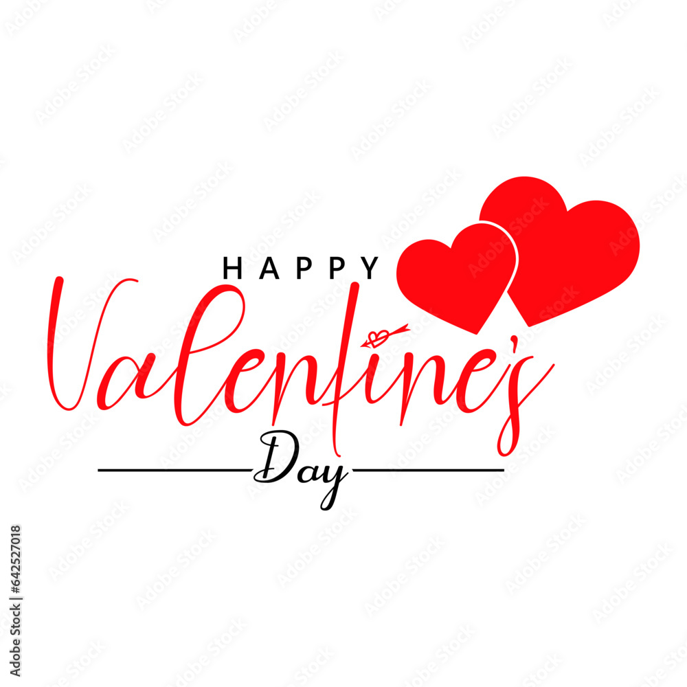 Happy Valentine's day lettering with hearts love vector.