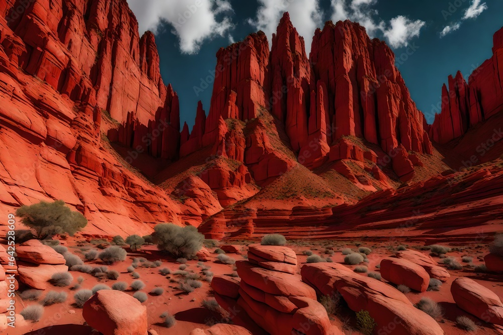 A towering red rock formation standing as a testament to nature's artistry