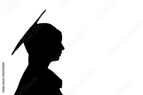 Graduate in Profile Silhouetted in Black on White photo