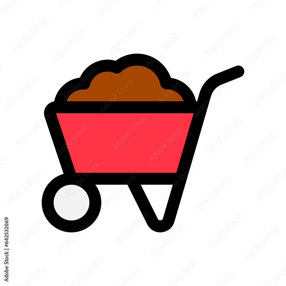 Editable wheelbarrow vector icon. Gardening, landscaping, horticulture, construction, industry. Part of a big icon set family. Perfect for web and app interfaces, presentations, infographics, etc Editable wheelbarrow vector icon. Gardening, landscaping, horticulture, construction, industry. Part of a big icon set family. Perfect for web and app interfaces, presentations, infographics, etc