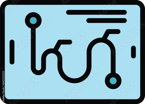 Bike sharing route icon outline vector. Rent system. Smart transport color flat