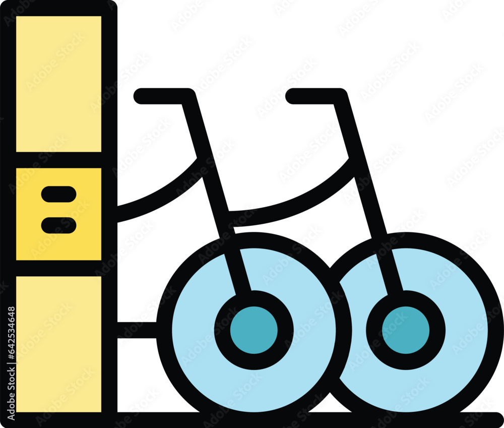 Rental bike icon outline vector. Public app. Smart transport color flat Rental bike icon outline vector. Public app. Smart transport color flat
