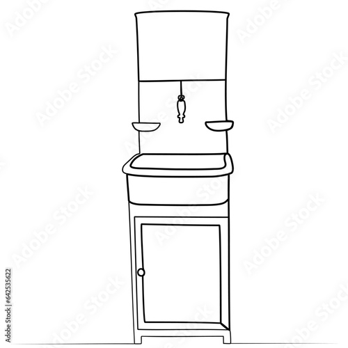 continuous drawing of a washstand in one line.