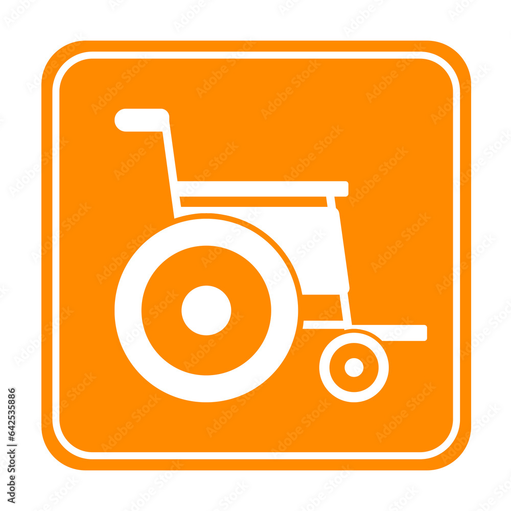 orange wheelchair medical square icon orange wheelchair medical square icon