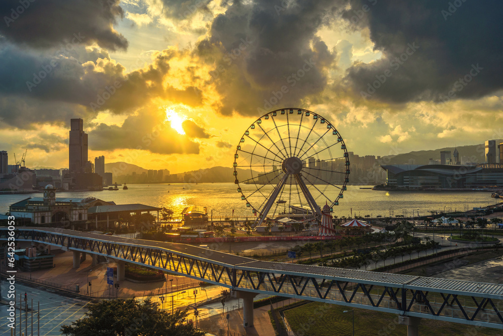 ferris wheel at sunset